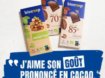 Nos chocolats, c’est vous qui en parlez le mieux !* 🍫

100% du chocolat de la marque Biocoop est issu du commerce équitable. 🤝

*Avis et verbatims...