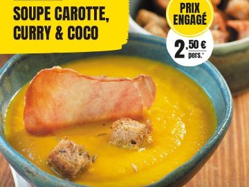 Une soupe pour changer des repas interminables depuis Décembre ? 🍽

On vous propose notre recette de soupe à la carotte, curry & coco à 2,50€ / personne* !...