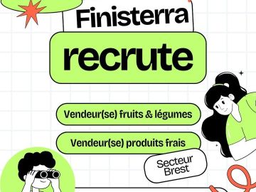 Finisterra recrute 📣

Nous sommes à la recherche d'un.e vendeur(se) fruits & légumes et d'un.e vendeur.se produits frais dans le secteur de Brest à plein...